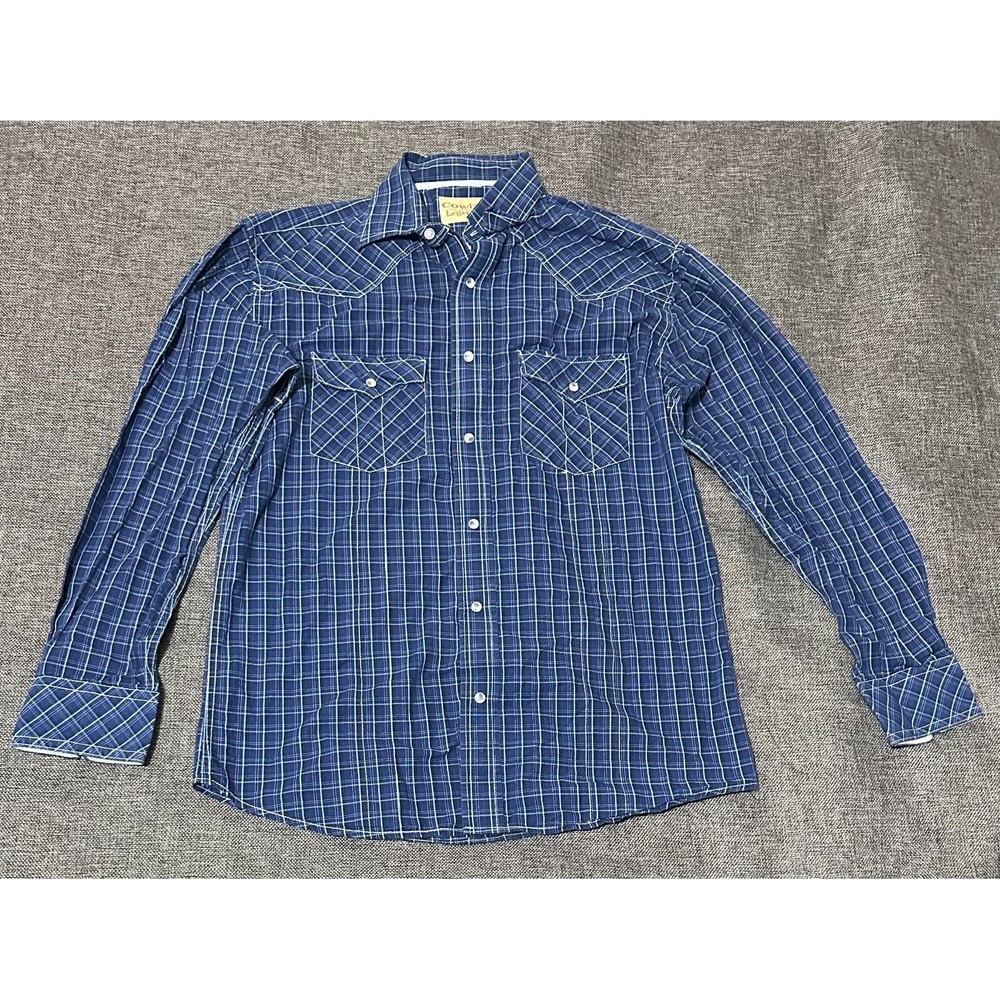 Cowboy Legend men's L Plaid Blue‎ Long Sleeve Shirt